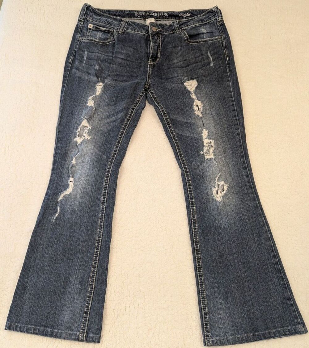 Bootlegger The Real McCoy Womens Jeans 36x29 Dreyfus Bootcut Distressed